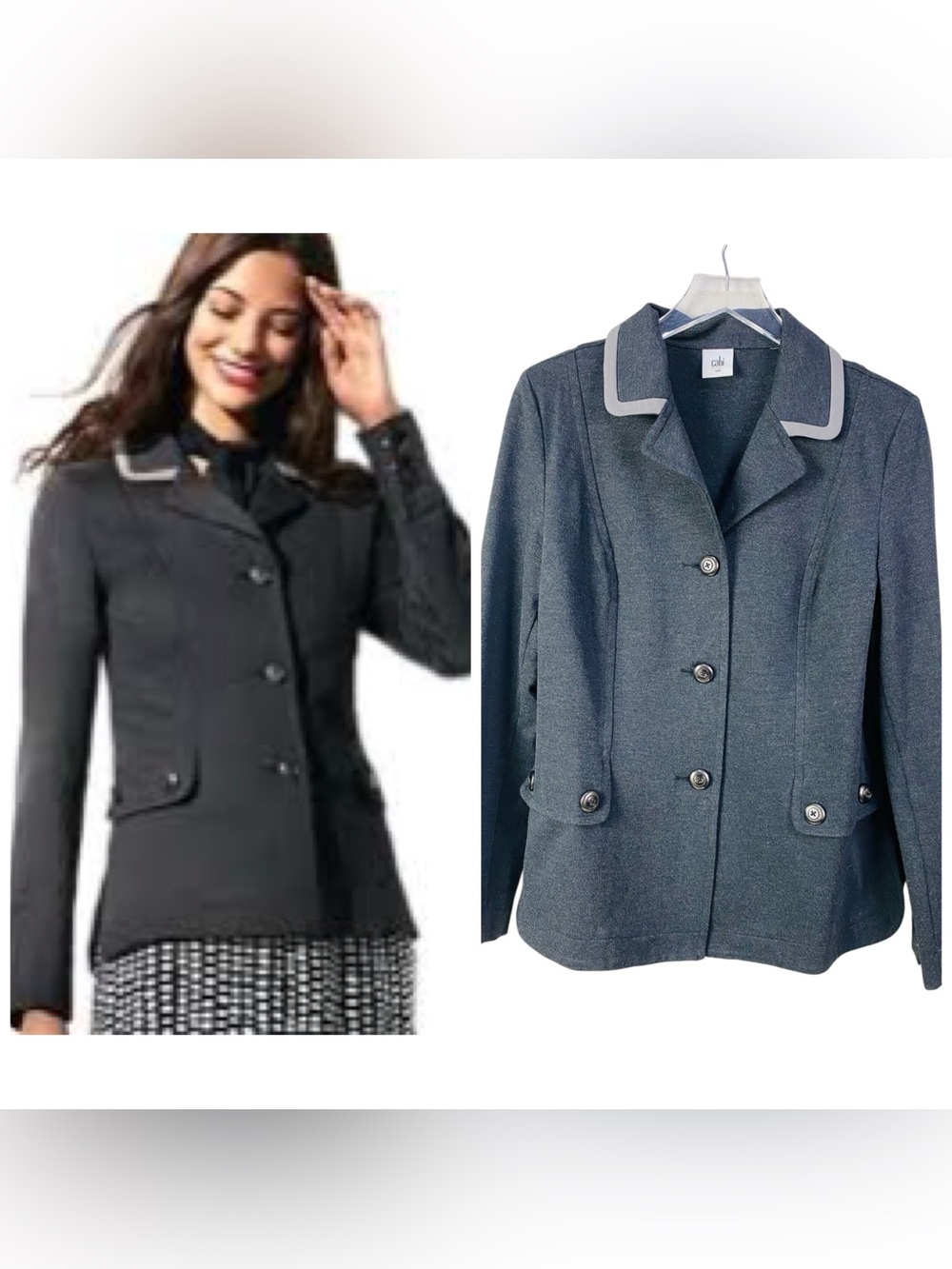 CAbi Charcoal Grey Ponte Knit Crew Blazer Size M